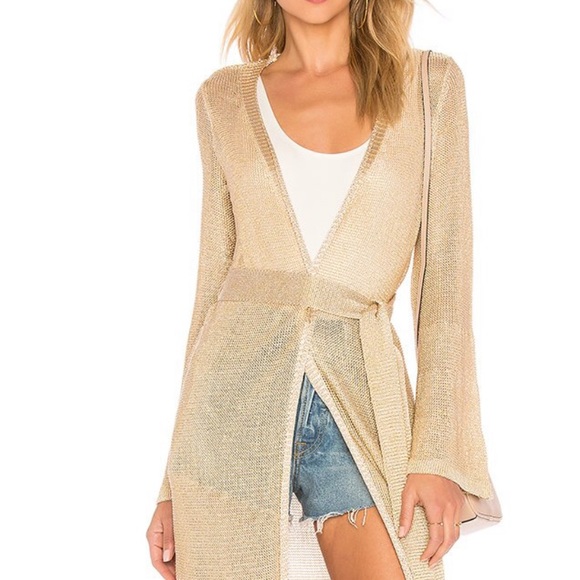 TULAROSA Wendy crochet Robe in gold - Picture 2 of 16